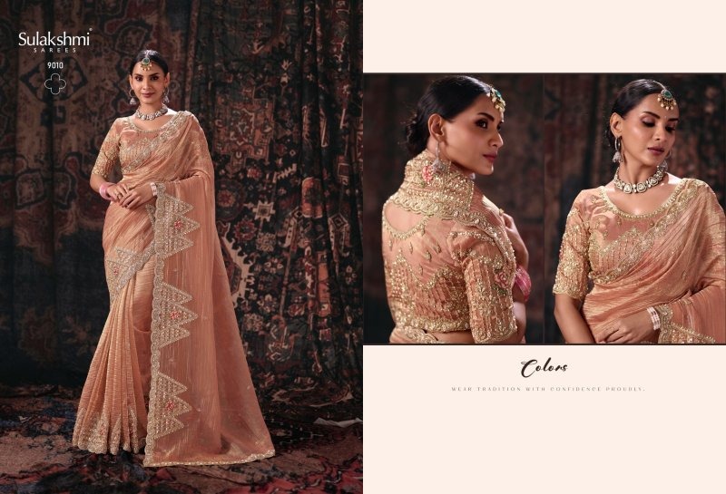 Peach Colour Isha By Sulakshmi Salsa Fabric Designer Saree 9010